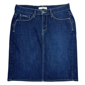 Levis Denim Jean Pencil Skirt Sz 8 Dark Wash Stretch 2010s Classic Trendy Grunge